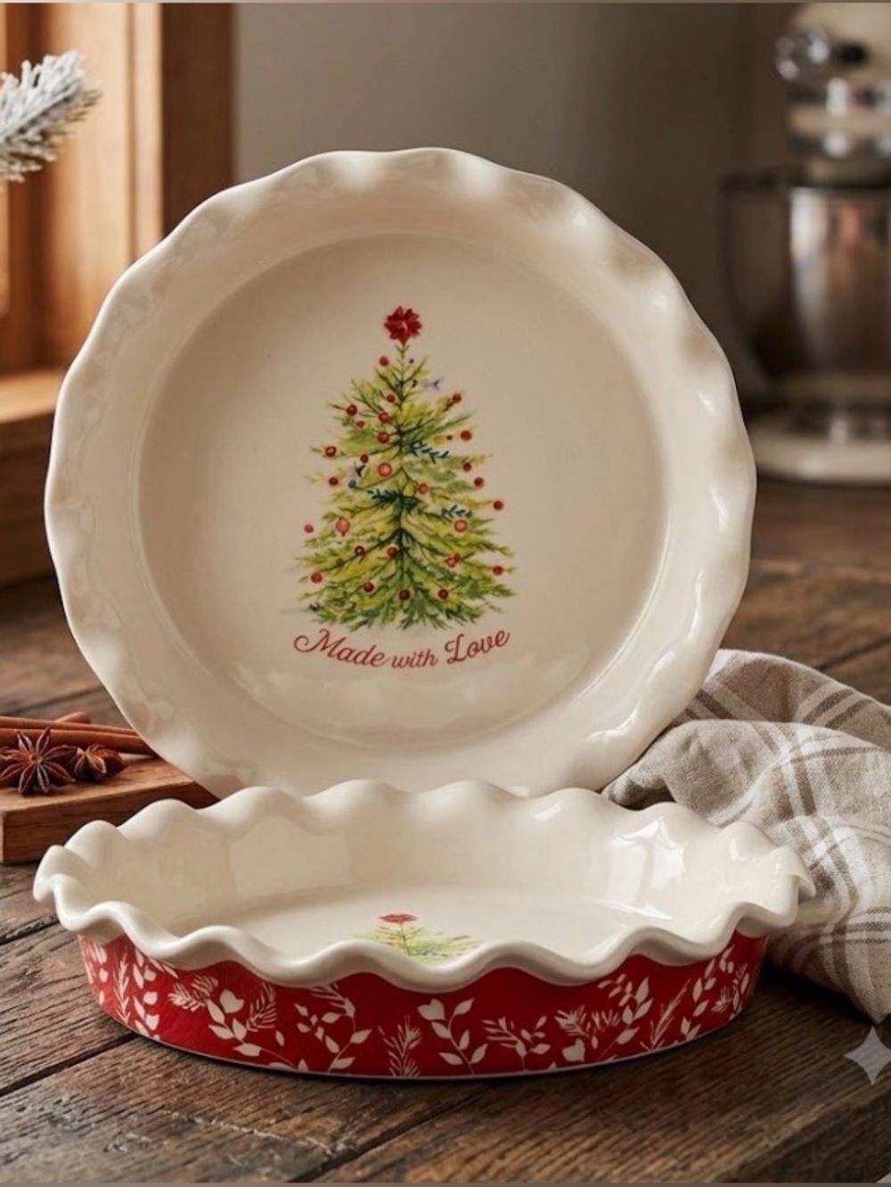 Host Pick! 🌺 EUC Pioneer Women Holiday Cheer 10”D Stoneware Pie Pan Qty 1